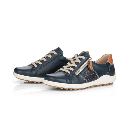 Remonte Ladies Zip Sided Lace Up Shoe Navy