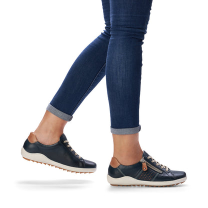 Remonte Ladies Zip Sided Lace Up Shoe Navy