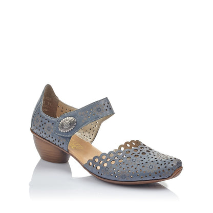 Rieker Ladies Mary Jane Shoe Lazer Cut Detail