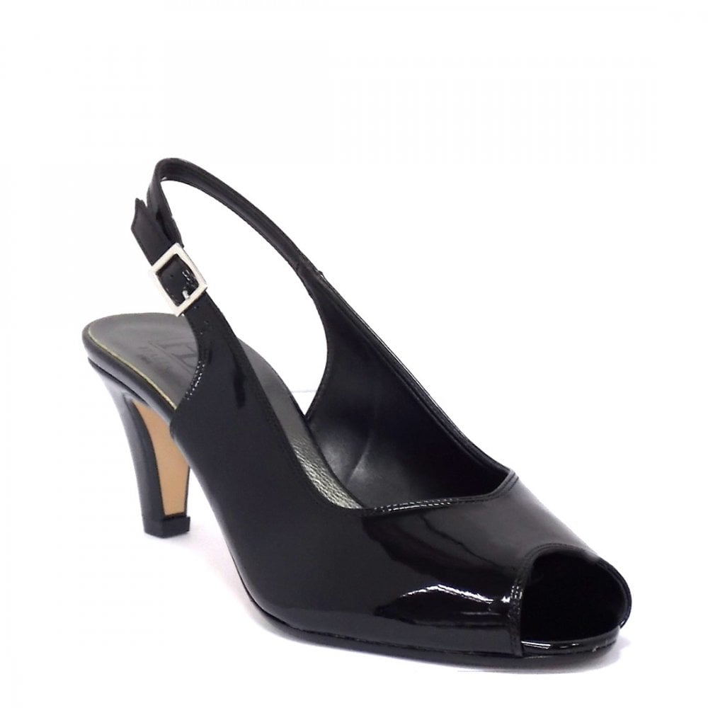 Black mid heel peep toe fashion shoes